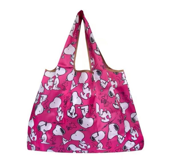 【新品未使用】SNOOPY スヌーピー エコバッグ 大容量 濃ピンク コンパクト 軽量 マイバッグ 手提げ袋 買い物袋 折りたたみ