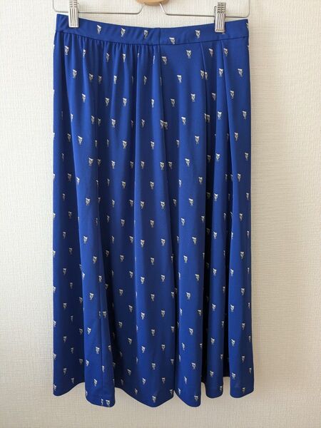 美品【マッキントッシュロンドン/MACKINTOSH】スカート M ブルー ひざ丈 サドルプリント