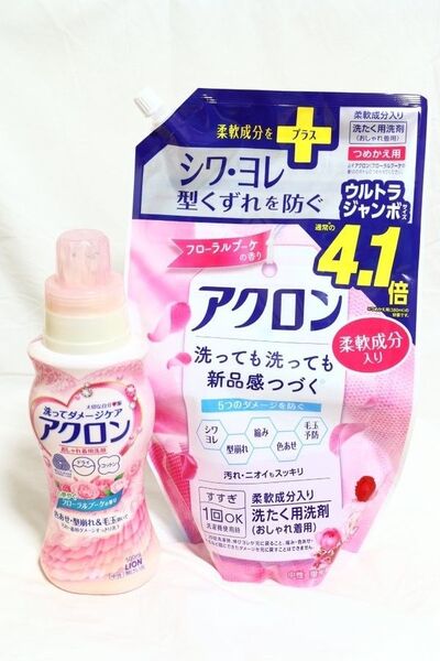 アクロン フローラルブーケの香り 本体 450ml 洗濯用柔軟剤+詰め替え 850ml