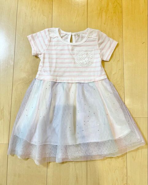 女の子 チュールスカートワンピース 90cm レインボー