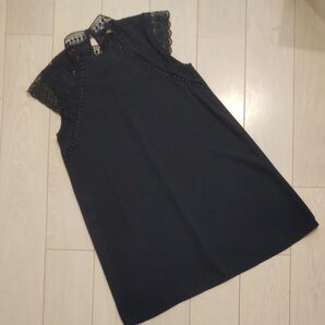 ZARA フレンチスリーブ レース切り替え ミニドレス ワンピース