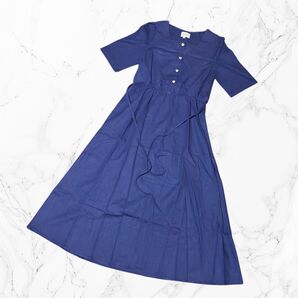 emi+ ワンピース 半袖 ロング丈 青紫系 Lサイズ