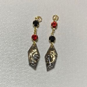☆302 月と星 フックピアス/ノンホールピアス レジン ハンドメイド