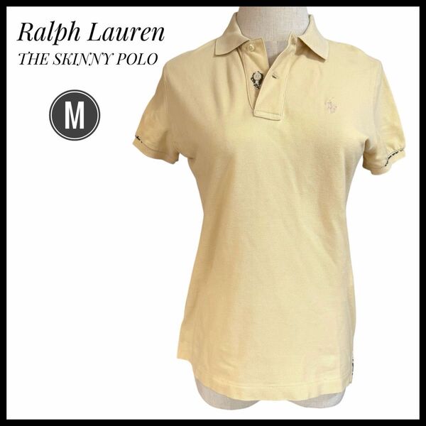 Ralph Lauren ラルフローレン ポロシャツ 半袖 M スキニーポロ アイボリー 綿100% ビーズ