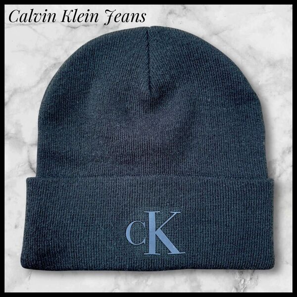 Calvin Klein Jeans ニット帽 ブラック ユニセックス 帽子 ニットキャップ ロゴ刺繍 カルバンクラインジーンズ