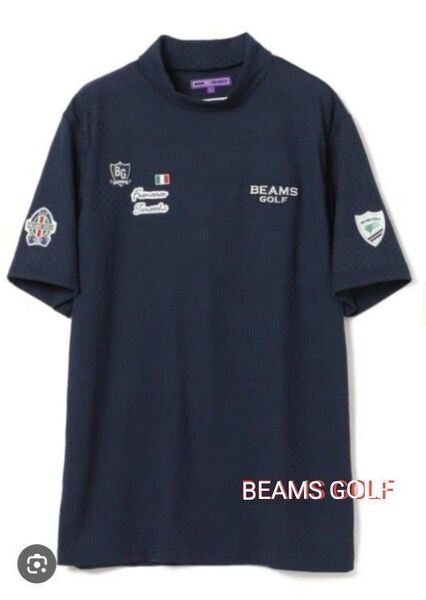【BEAMS GOLF】 メンズ XL タラッティ プラスリッチモックネック 半袖モックネックシャツ ネイビー ゴルフウェア