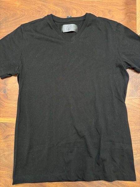 wjk ブラック Tシャツ Vネック 半袖 トップス 無地 M