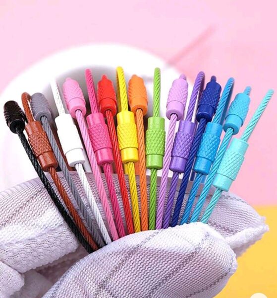 ワイヤーキーホルダー カラフル まとめ売り 20P