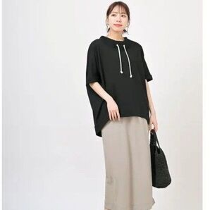 【未使用】ミンクス オーバーサイズ半袖プルオーバー ルーズハイネックプルオーバー