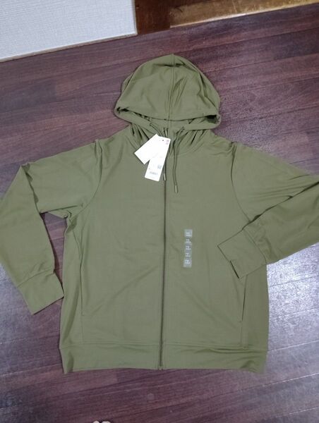 UNIQLO エアリズムUVカットフルジップパーカ オリーブ XL 未使用