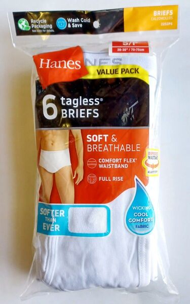 Hanes ブリーフ 6枚パック S/P(日本サイズM) ホワイト 未開封品