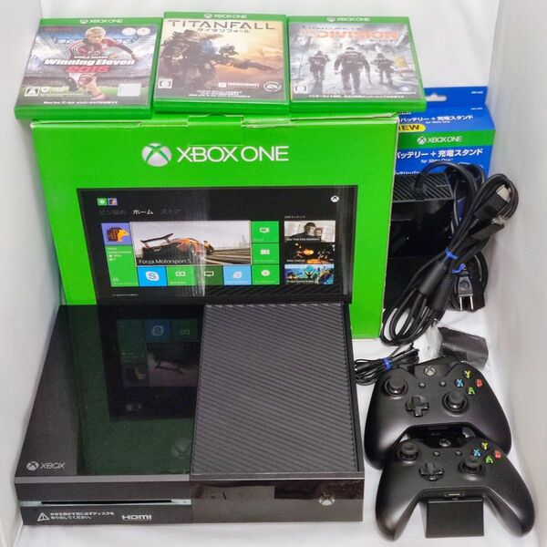 XBOX ONE 500GB 本体 コントローラー2個 バッテリー 充電スタンド タイタンフォール ディビジョン ウイイレ セット