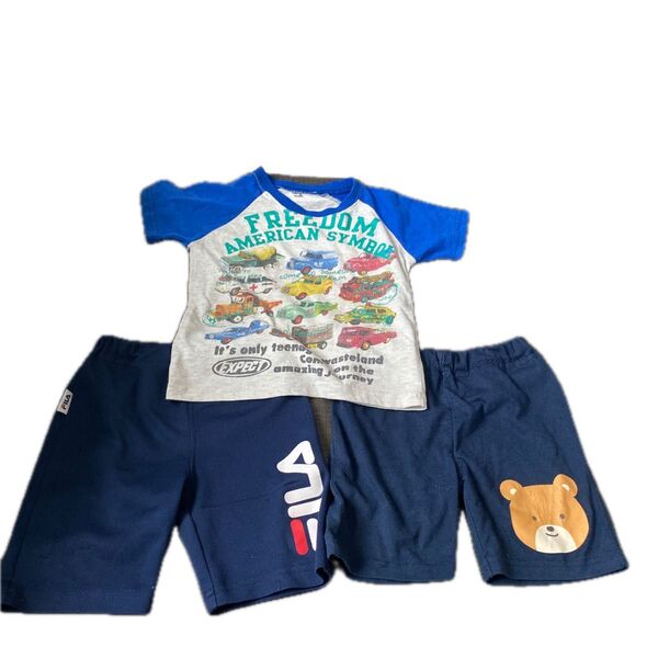 中古 キッズズボン80cm 2着+半袖Tシャツ90cm