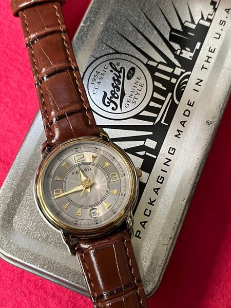 ★USA FOSSIL クラシカルデザイン 12面カット メンズ 腕時計★保管品