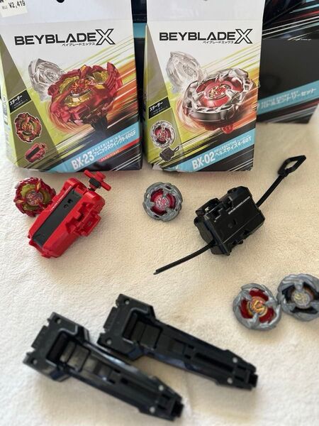 ベイブレードまとめ売り バトルエントリーセット+ランチャーグリップ2個+フェニックスウイング+ヘルズサイズ +レオンクロー+おまけ