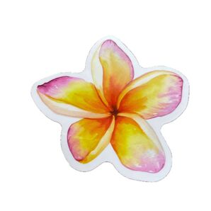 プルメリア ステッカー シール 花 黄色 ピンク 南国風