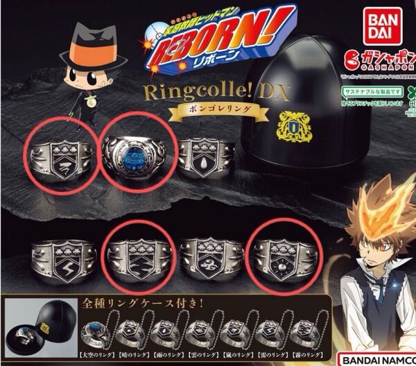 カプセルなし 台座付き 嵐 晴 霧 大空 家庭教師ヒットマンREBORN! Ringcolle! DX ボンゴレリング ガチャ