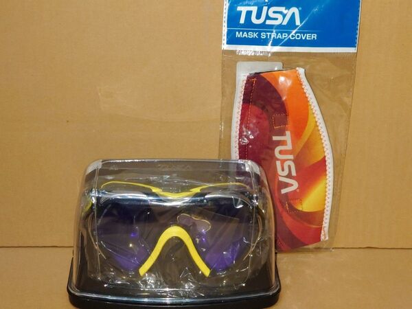 ★新品・未使用★ TUSA ダイビングマスク Paragon S M1007SQB FYA(イエロー) とマスクストラップカバー