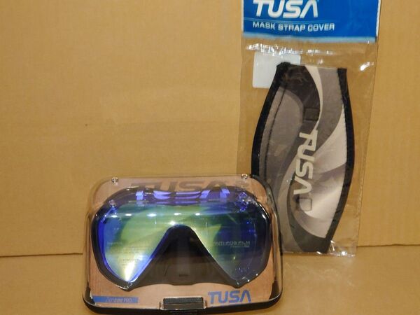 ★新品未使用★ TUSA ダイビングマスク Zensee Pro M1010S QBA (ブラック) とマスクストラップカバー