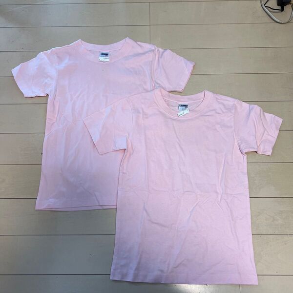 半袖丸首Tシャツ140センチ2枚組ピンク