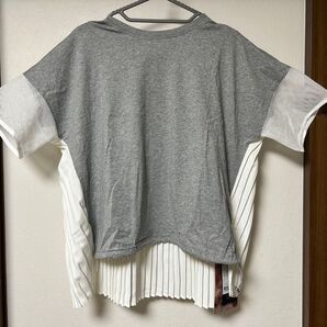 〈気まぐれ値下げ〉バックプリーツメッシュ袖プルオーバー ドロスト付き グレー