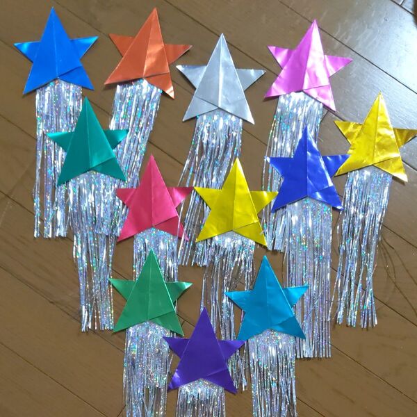 七夕飾り 流れ星みたいなキラ☆キラお星さま12色