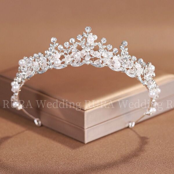 パールティアラ ビジュー 結婚式 ウェディング ブライダルヘアアクセサリー髪飾りヘアアクセサリー前撮り ジュエリー ヘッドドレス