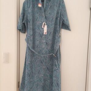 新品 シニア半袖ワンピース ブルー系