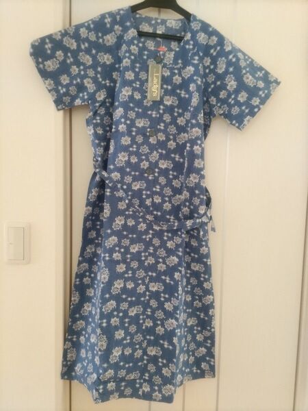新品 ミセス 綿ワンピース 花柄ワンピース 花柄 ブルー