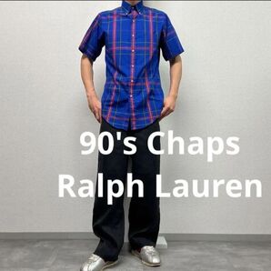 90sチャップスラルフローレンchapsチェック半袖シャツ古着ヴィンテージアメトラアメリカントラッド