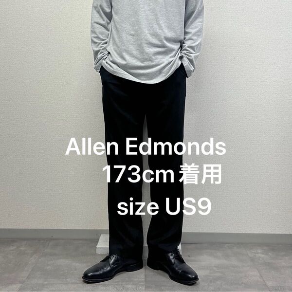 Allen Edmondsアレンエドモンズブラックレザービジネスシューズ革靴27cmストレートチップ黒USAアメリカントラッド古着