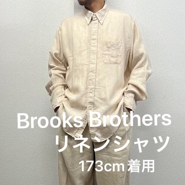 Brooks Brothersブルックスブラザーズ長袖リネンシャツ古着麻アメリカントラッドXL