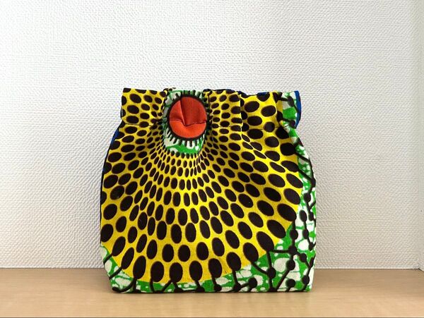 アフリカ布 ハンドメイド バネ口ポーチ