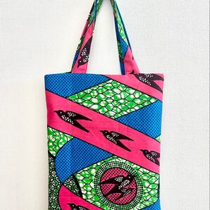 アフリカ布 ハンドメイド ツバメ柄 ミニトートバッグ