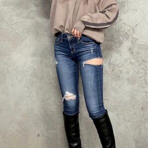 GYDA SIDE RIPPED スキニーデニムパンツ 072022490801 ブルーサイズL GYDAのサイズLは珍しい