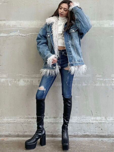 GYDA ジェイダ M/W SIDE RIPPED スキニーデニムパンツ サイズM IDG 定価16990円