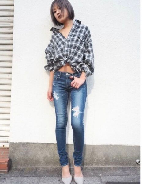 GYDA BACK RIPPED スキニーデニムPT インディゴ サイズM 071842490701