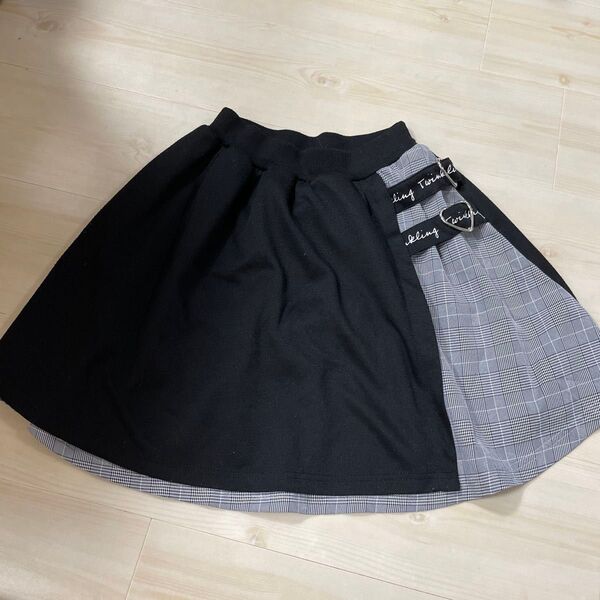 スカート キッズ 黒 チェック 150 子供服 女の子