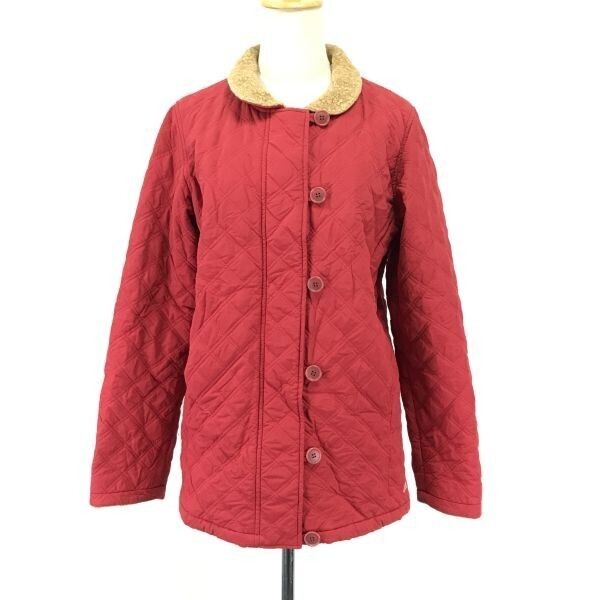 アディダス/adidas★キルティングジャケット【レディースL/赤/red】フルジップ/ブルゾン/アウター/襟袖ボア/Jackets/Jumpers◆BH386