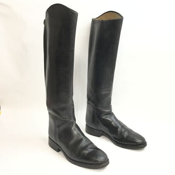 カバロ/Cavallo☆本革/オールレザー/ロング丈/ジョッキーブーツ【レディース/21.5-22.0/黒】Vintage/乗馬靴/riding/Boots/Shoes/◇bWB111-4