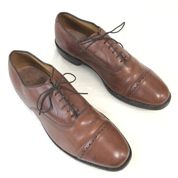 USA製☆アレンエドモンズ/Allen Edmonds/Byron☆本革/グッドイヤー製法/パンチドキャップトウ【10.5D/28.0-28.5/茶/BROWN】内羽根式◇bJ-84