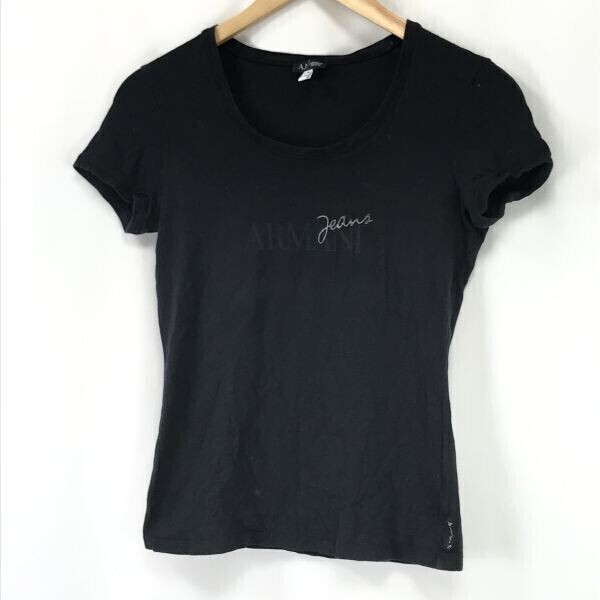 ジョルジオアルマーニジャパン正規代理店タグ☆ARMANI JEANS☆半袖Tシャツ【USA-XS(日本レディースS程度/黒/black】Tops/Shirts◇cBH870-a