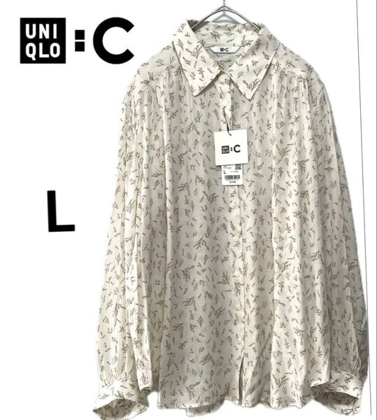 UNIQLO:C プリントシアーブラウス クレアワイトケラー オフホワイトL 新品未使用 タグ付き 完売品