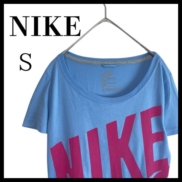 NIKE ナイキビッグロゴ半袖 Tシャツ レディースS 青