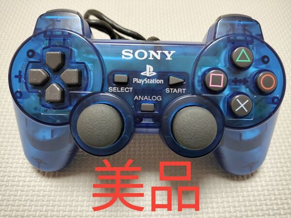 PS2 SONY純正 コントローラー オーシャンブルー デュアルショック2 【動作品】 0512-03
