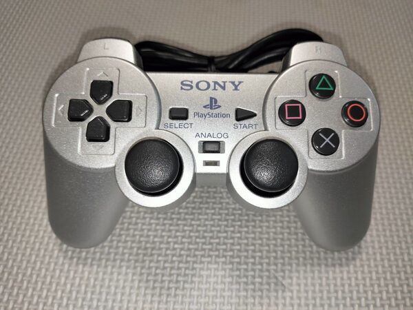 PS2 SONY純正 コントローラー シルバー デュアルショック2 【動作品】 0523-01