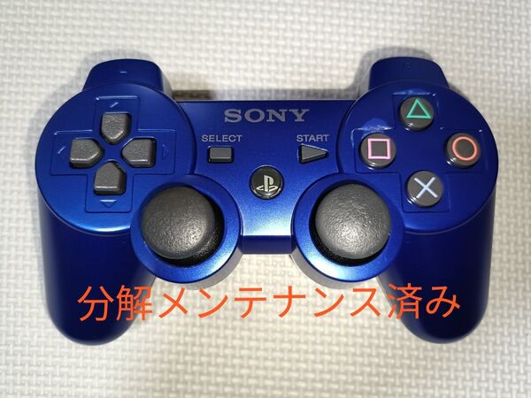 PS3 SONY純正 コントローラー メタリックブルー デュアルショック3 【動作品】 分解清掃済み! 1540