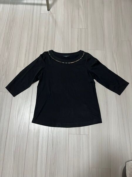 Burberry 七分袖 Tシャツ カットソー 黒 バーバリーロンドン コットン ブラック