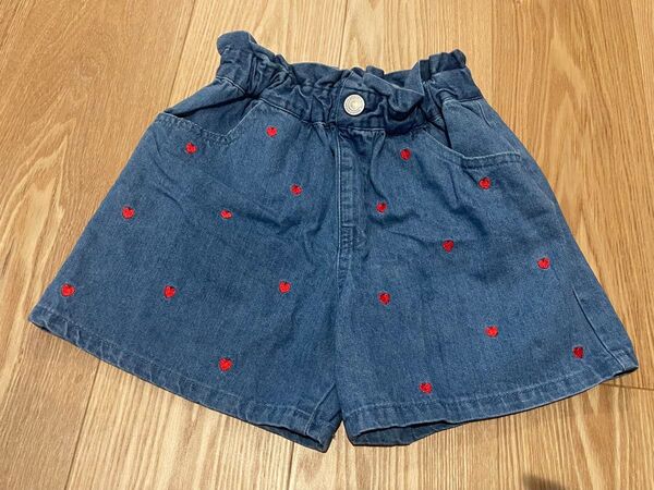 apreslescours デニムハート柄ショートパンツ 120cm