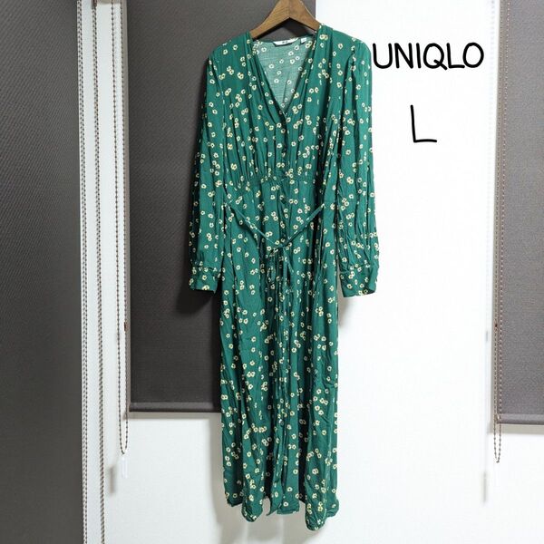 UNIQLO★小花柄ロングワンピース★Lサイズ